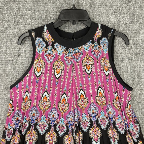 Nicole By‎ Nicole Miller Womens 6 Boho Pleated Shift Dress Retro Festival Chic - Picture 4 of 11